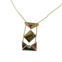Xuanxi Halskette, modische Herz-Medaillon-Halskette, eleganter Post-Anhänger, zierliche Schlüsselbein-Kette, Verzierung für Versammlungen, Kupfer von Xuanxi