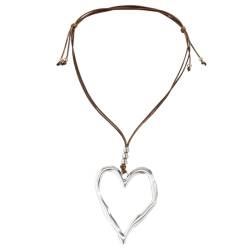 Xuanxi Halsketten, auffälliger Halsschmuck, übertriebener großer Herz-Anhänger, Halskette, Legierung, verstellbare Kette für Mädchen, Metall von Xuanxi