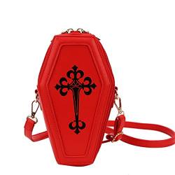 Xuanxi Taschen für Damen, modische Sarg-Form, Geldbörsen, Halloween, Umhängetasche, Gothic-Handtasche für Crossbody-Tasche für Halloween, Weihnachten, rot von Xuanxi
