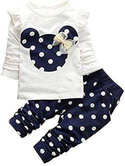 Babykleidung Baby Mädchen Kleidung Set Polka Dots Top Langarm Shirts + Pants Lang Bekleidungsset Kleinkind Outfits (Blau, 0-6 Monate) von XueR