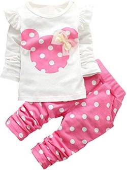 Babykleidung Baby Mädchen Kleidung Set Polka Dots Top Langarm Shirts + Pants Lang Bekleidungsset Kleinkind Outfits (Rosa, 12-18 Monate) von XueR