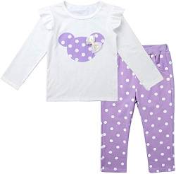 Babykleidung Baby Mädchen Kleidung Set Polka Dots Top Langarm Shirts + Pants Lang Bekleidungsset Kleinkind Outfits (lila, 2-3 Jahre) von XueR