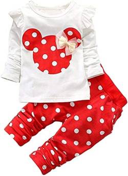 Babykleidung Baby Mädchen Kleidung Set Polka Dots Top Langarm Shirts + Pants Lang Bekleidungsset Kleinkind Outfits (rot, 6-9 Monate) von XueR