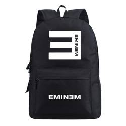 Amerikanischer Rapper E-m-i-n-e-m Muster Rucksack Freizeitschüler Schultasche Outdoor-Reisetasche-Schwarzes Muster 1_Einheitsgröße von Xuejia