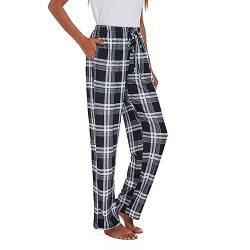 Xuepelit Pyjama Pants Long Ladies Trousers With Pockets And Drawstring Flare Pants Sleep,Black,2XL von Xuepelit