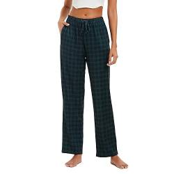 Xuepelit Pyjama Pants Long Ladies Trousers With Pockets And Drawstring Flare Pants Sleep,Green,2XL von Xuepelit