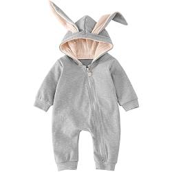 Baby Häschen Outfits Kleinkind Junge Ostern Outfit Kleidung Lange Ärmel Zipper Onesie Kaninchen Ohren Strampler Jumpsuit 12-18 Monate von Xumplo