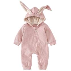 Baby Mädchen Ostern Outfits Hase Lange Ärmel Zipper Onesie Kleidung Kleinkind Hasenohren Hoodie Strampler Jumpsuit 9-12 Monate von Xumplo