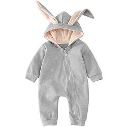 Neugeborenes Baby Junge Ostern Outfits Hase Lange Ärmel Zipper Onesie Kleidung Kleinkind Kaninchenohren Hoodie Strampler Jumpsuit 0-3 Monate von Xumplo