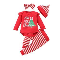 Xumplo Baby Mädchen Erste Weihnachten Kleidung Baby Xmas Outfit Niedliche Bodysuit für Kleinkind Mädchen Kleidung Set 0-3 Monate Rot von Xumplo