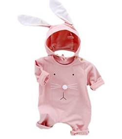 Xumplo Baby Mädchen Ostern Outfits Hase Onesie Langarm Strampler Kleinkind Neugeborenes Overall mit Hasenmütze 12-18 Monate von Xumplo