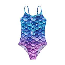 Xumplo Badeanzug für Mädchen, einteiliger Meerjungfrau-Badeanzug, Schulterfreier Strandbadeanzug für Kinder von 10—12 Jahren von Xumplo