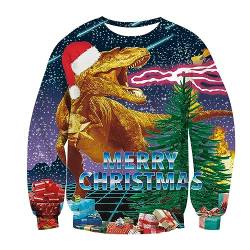 Xumplo Hässlich Weihnachten Sweatshirt für Kinder Jungen Mädchen Jumper Kleidung mit Langen Ärmeln 3D Dinosaurier gedruckt Top Weihnachtspullover 12-14 Jahre von Xumplo
