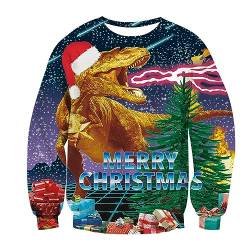 Xumplo Hässlich Weihnachten Sweatshirt für Kinder Jungen Mädchen Jumper Kleidung mit Langen Ärmeln 3D Dinosaurier gedruckt Top Weihnachtspullover 6-7 Jahre von Xumplo