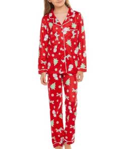 Xumplo Matching Pyjamas Weihnachten Jungen Mädchen Weihnachten Pjs Matching Jammies Kinder Urlaub Lange Ärmel Schlafanzug Weihnachtsbaum Schneemann Hirsch Print Set 3-4 Jahre von Xumplo