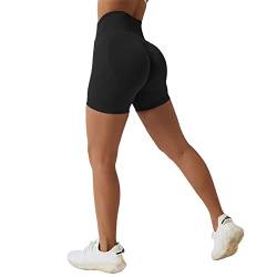 Scrunch Bums Amplity Shorts Gym Shorts für Frauen Nahtlos Hohe Taille Radhose Ruched Booty Butt Lifting Shorts für Workout,Yoga,Fahrrad,Biker, Schwarz, S/M von Xunerloy