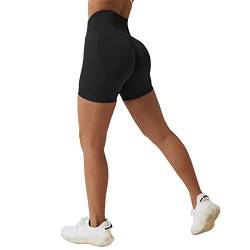 Scrunch Bums Amplity Shorts Gym Shorts für Frauen Nahtlos Hohe Taille Radhose Ruched Booty Butt Lifting Shorts für Workout,Yoga,Fahrrad,Biker, Schwarz, XS/S von Xunerloy