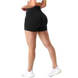Scrunch Bums Amplity Shorts Gym Shorts für Frauen Nahtlose hohe Taille Radhose Ruched Booty Butt Lifting Shorts für Workout/Yoga/Radfahren/Biker, Anti-Scheuern, Bauchkontrolle, schwarz 1, M/L von Xunerloy