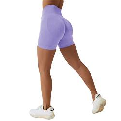 Scrunch Butt Gym Shorts Damen Seamless Kurze Hose Sporthose Leggings Radlerhose Kurz Push Up Sport Shorts Leggins Blickdicht Flieder M von Xunerloy