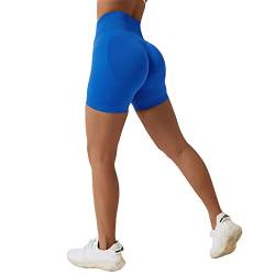 Xunerloy Scrunch Bums Amplify Shorts Gym Shorts für Frauen Nahtlos Hohe Taille Radhose Ruched Booty Butt Lifting Shorts für Workout,Yoga,Fahrrad,Biker, Königsblau, M/L von Xunerloy