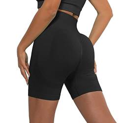 Xunerloy Scrunch Butt Radlerhose Damen Sport Gym Shorts Seamless Kurze Sporthose Leggins Kurz High Waist Blickdicht für Biker Yoga Fitness Contour Schwarz - S von Xunerloy