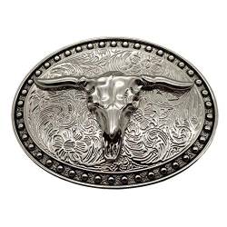 Xwest Silver Longhorn Texas Bull Belt Buckle Cowboy Western Buckles Gürtelschnallen von Xwest
