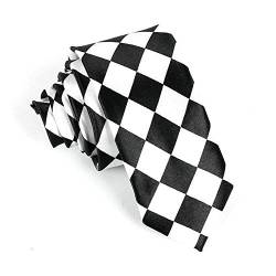 Xzwdiao Krawatten 5Cm Mode Schmal Schwarz-Weiß Kariertes Druckmuster Persönlichkeit Wilde, Handgefertigte Schwarz-Weiß-Kante von Xzwdiao