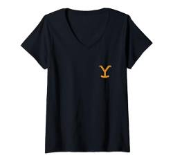 Damen Yellowstone Y Symbol Front Left Chest T-Shirt mit V-Ausschnitt von Y Yellowstone