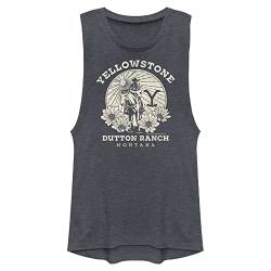 Y Yellowstone Damen Muskel-Tanktop Hemd, Denim Heather/Dutton Ranch, Groß von Y Yellowstone