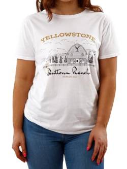 Y Yellowstone T-Shirt | Damen Yellowstone Bekleidung | Cowboy Tshirt | Dutton Ranch Erwachsenen T Shirts | Weiß | Large von Y Yellowstone