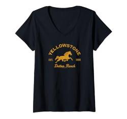 Yellowstone Dutton Ranch Est. 1886 Running Horse Logo T-Shirt mit V-Ausschnitt von Y Yellowstone