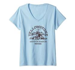 Yellowstone Dutton Ranch Montana Western Cowboy Logo T-Shirt mit V-Ausschnitt von Y Yellowstone