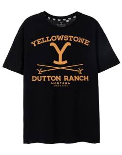 Yellowstone Herren Kurzarm-T-Shirt | Dutton Ranch Offizielles Merchandise der US-TV-Show | Stilvolles und bequemes schwarzes T-Shirt für Männer von Y Yellowstone