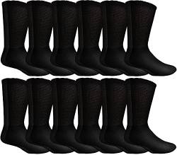 Yacht & Smith Medizinische Socken für Diabetiker, Neuropathie, Baumwolle, Rundhalsausschnitt, Knöchelsocken, 12er-Pack Herrensocken, Schwarz, Größe 44-47, Einheitsgr��e von YACHT & SMITH