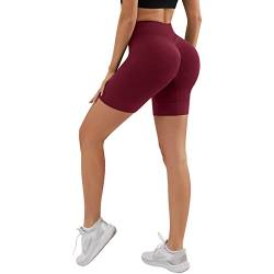 YADIFEN Radlerhose Damen Kurze Sporthose Leggings Damen Unterwäsche Scrunch Butt Sport Short Unter Kleid Rock Anti Scheuern Damen Shorts, Bequem hohe Taille Boxershorts Hotpants,Rot,M von YADIFEN