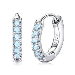 YADOCA 925 Sterling Silber Creolen für Damen Mädchen Huggie Creolen Ohrringe Hypoallergen Cubic Zirkonia Small Sleeper Ohrringe Schmuck Blau von YADOCA