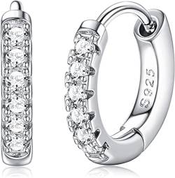 YADOCA 925 Sterling Silber Creolen für Damen Mädchen Huggie Creolen Ohrringe Hypoallergen Cubic Zirkonia Small Sleeper Ohrringe Schmuck Silber von YADOCA