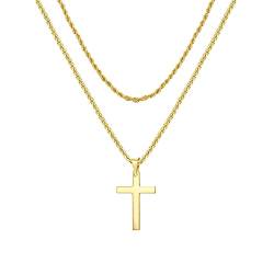 YADOCA Edelstahl Kreuz Halskette für Herren Damen Seil Kette Kreuz Anhänger Halskette Schmuck Geschenke Kette Halskette Gold von YADOCA