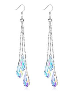 YAODCA 925 Sterling Silber Kristall Ohrringe Hängend für Damen Sparkly Multi Teardrop Kronleuchter Lange Tropfen Ohrringe Schmuck Geschenke für Sie von YADOCA