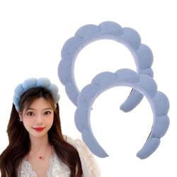 Schwamm-Spa-Stirnband for Waschen des Gesichts, 2er-Pack flauschiges Make-up-Stirnband for Frauen, Hautpflege-Stirnband, Frottee-Stoff-Stirnband for Abschminken, Duschen (Color : Blauw) von YAERLE