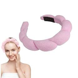 Schwamm-Spa-Stirnband for Waschen des Gesichts, 2er-Pack flauschiges Make-up-Stirnband for Frauen, Hautpflege-Stirnband, Frottee-Stoff-Stirnband for Abschminken, Duschen (Color : Pink) von YAERLE