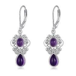 Amethyst Ohrringe Sterling Silber Nordische Filigrane Tropfen Ohrringe Schmuck Geschenke für Damen Mädchen Mutter Tochter von YAFEINI