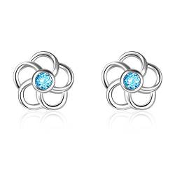 Blume Ohrstecker mit Österreich Sterling Silber Kristallschmuck Geschenke für Damen Mädchen (Grün) von YAFEINI