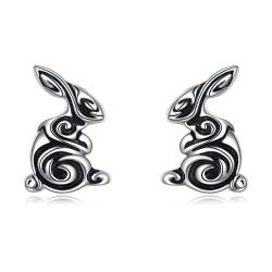 Hasenohrringe Keltische Ohrringe für Herren Frauen Irischer Schmuck 925 Sterling Silber Osterhasen Ohrstecker Geschenk für Mädchen von YAFEINI