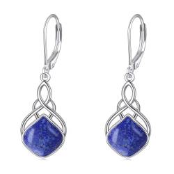 Keltische Knoten Ohrringe für Damen Sterlingsilber Naturstein irische Träne baumeln Ohrringe Schmuck Geschenke (Lapislazuli Ohrringe) von YAFEINI