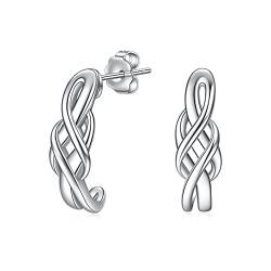 Keltische Knoten Ohrstecker Sterling Silber poliert keltische Twist Ohrstecker für Frauen Mädchen Irish Protection Schmuck Hypoallergen Ohrring (Keltische Knotenohrstecker) von YAFEINI