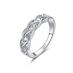 Keltische Knotenringe Sterling Silber Knoten Twist Ring Einfache Criss Cross Infinity Ehering Celtics Schmuck Geschenke für Damen Mädchen Freundin (7) von YAFEINI