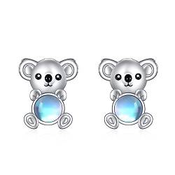 Koala Ohrringe für Damen Mädchen 925 Sterling Silber Mondstein Ohrstecker Koala Geschenk Mondstein Schmuck von YAFEINI