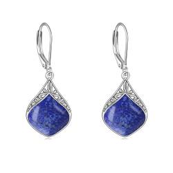 Lapis Lazuli Tropfen Ohrringe aus Sterling Silber Filigrane Irische keltische Tropfen Ohrringe Lapis Ohrhänger Schmuck Geschenke für Damen und Mädchen von YAFEINI