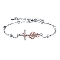 Musik Geschenke Für Frauen Musiknoten Kreuz Armbänder Für Frauen Sterling Silber Konformationsschmuck Chorgeschenke Für Musikliebhaber von YAFEINI